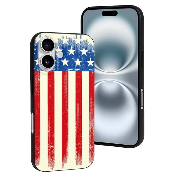 Compatible with Iphone 16 Case - Cute Soft America Flags2 Silicone Case Compatible with Iphone 16 Phone Case for Women Men