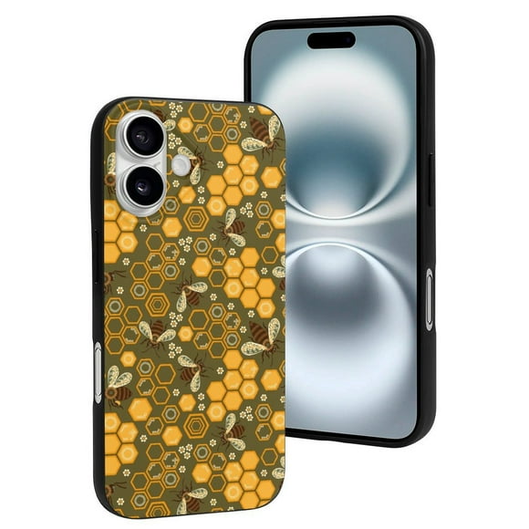 Compatible with Iphone 16 Case - Cute Soft Bees And Honeycombs Silicone Case Compatible with Iphone 16 Phone Case for Women Men