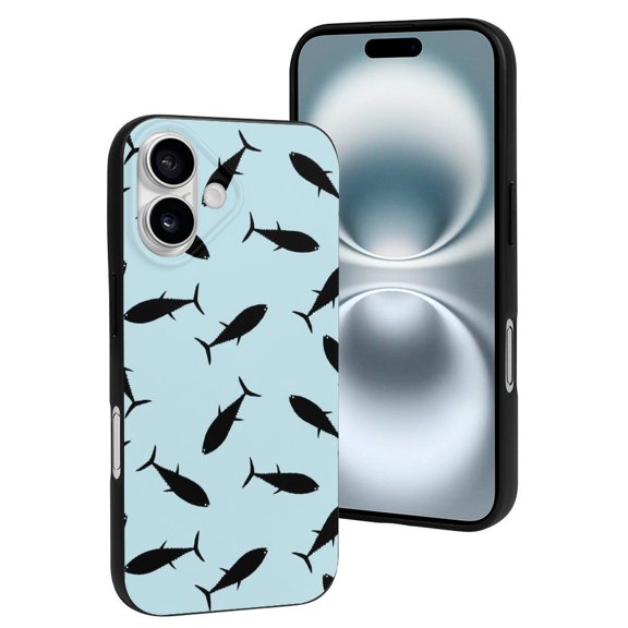 Compatible with Iphone 16 Case - Cute Soft Black Tuna Fish Silicone Case Compatible with Iphone 16 Phone Case for Women Men