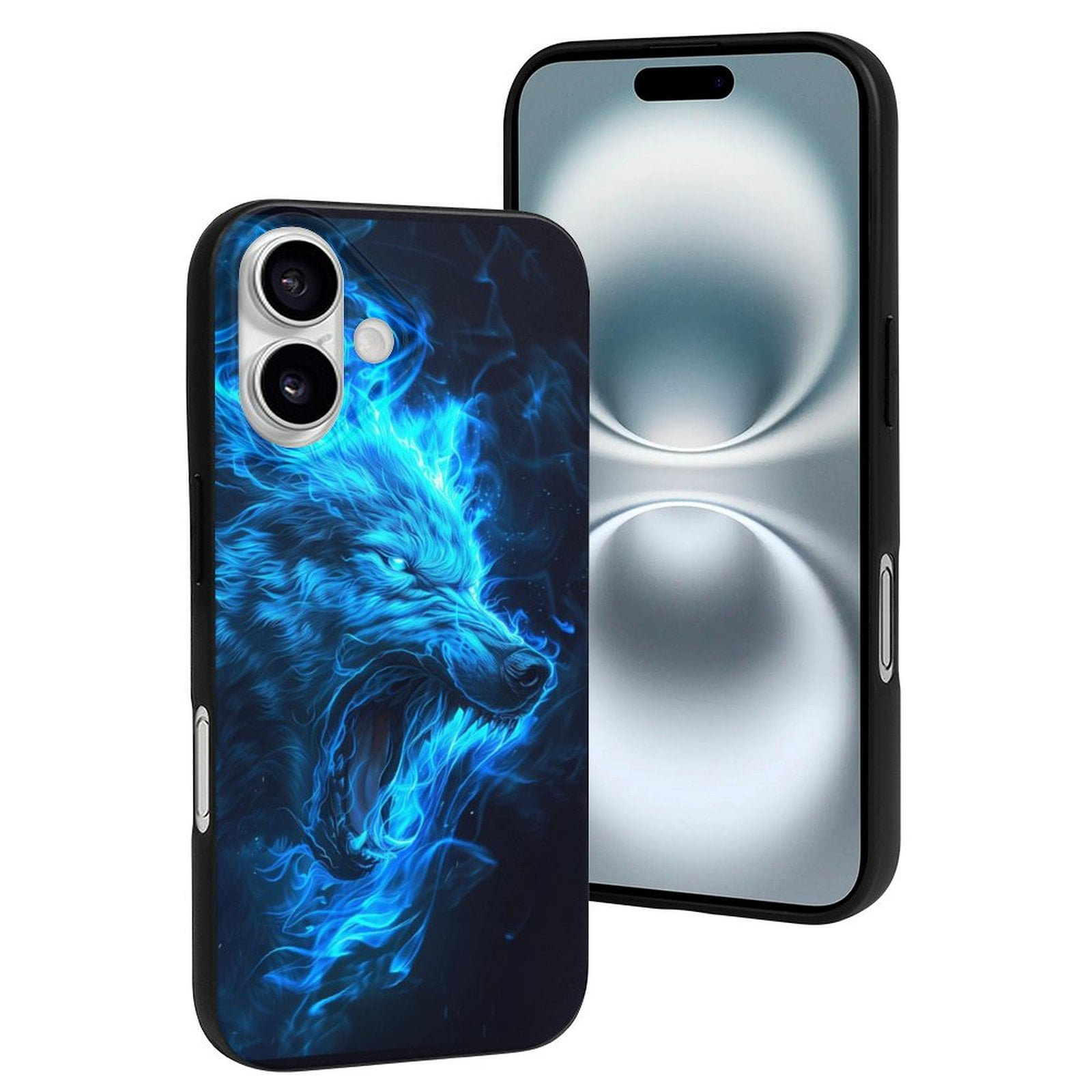 Compatible with Iphone 16 Case - Cute Soft Blue Fire Wolf Silicone Case  Compatible with Iphone 16 Phone Case for Women Men - Walmart.com
