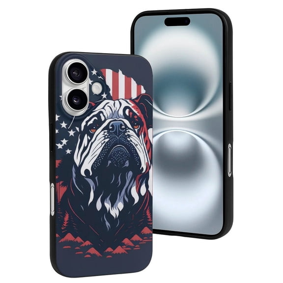 Compatible with Iphone 16 Case - Cute Soft Bulldog with Forest Flag Silicone Case Compatible with Iphone 16 Phone Case for Women Men