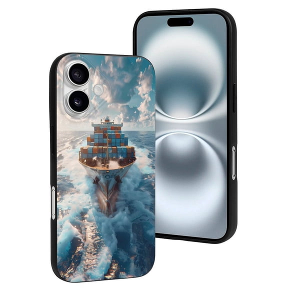 Compatible with Iphone 16 Case - Cute Soft Cargo Ship At Sea Silicone Case Compatible with Iphone 16 Phone Case for Women Men