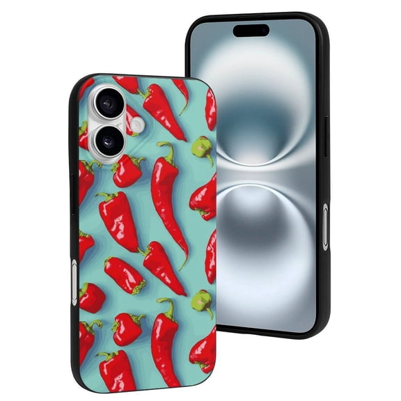 Compatible with Iphone 16 Case - Cute Soft Chili Bell Pepper Print Silicone Case Compatible with Iphone 16 Phone Case for Women Men