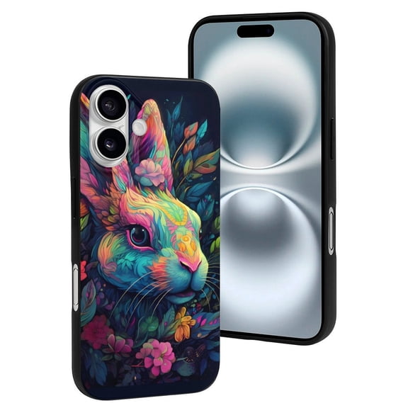 Compatible with Iphone 16 Case - Cute Soft Colorful Patterned Rabbit Silicone Case Compatible with Iphone 16 Phone Case for Women Men