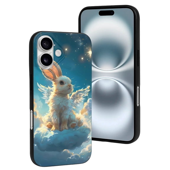 Compatible with Iphone 16 Case - Cute Soft Cute Angel Winged Rabbit Silicone Case Compatible with Iphone 16 Phone Case for Women Men
