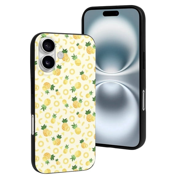 Compatible with Iphone 16 Case - Cute Soft Cute Citrus Color Pineapple Silicone Case Compatible with Iphone 16 Phone Case for Women Men