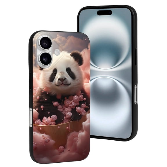 Compatible with Iphone 16 Case - Cute Soft Cute Pink Cloud Panda Silicone Case Compatible with Iphone 16 Phone Case for Women Men
