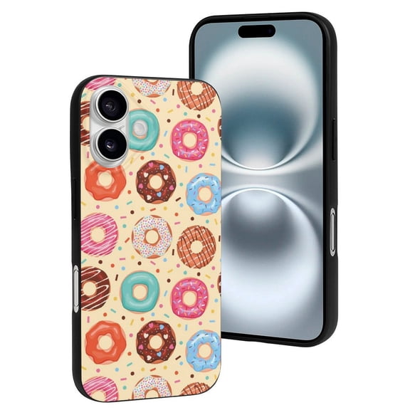 Compatible with Iphone 16 Case - Cute Soft Donut Print No.9040 Silicone Case Compatible with Iphone 16 Phone Case for Women Men