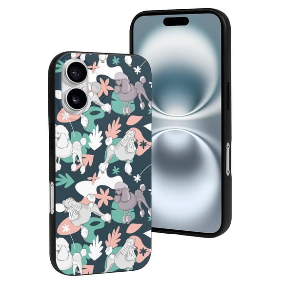 Compatible with Iphone 16 Case - Cute Soft Exotic Cute Poodle Dog Pink Silicone Case Compatible with Iphone 16 Phone Case for Women Men