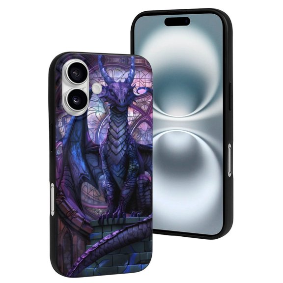 Compatible with Iphone 16 Case - Cute Soft Fantasy Dragon In Cathedral Silicone Case Compatible with Iphone 16 Phone Case for Women Men