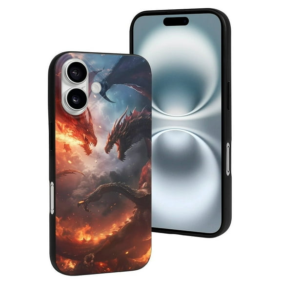 Compatible with Iphone 16 Case - Cute Soft Fire Sky Dragon Silicone Case Compatible with Iphone 16 Phone Case for Women Men