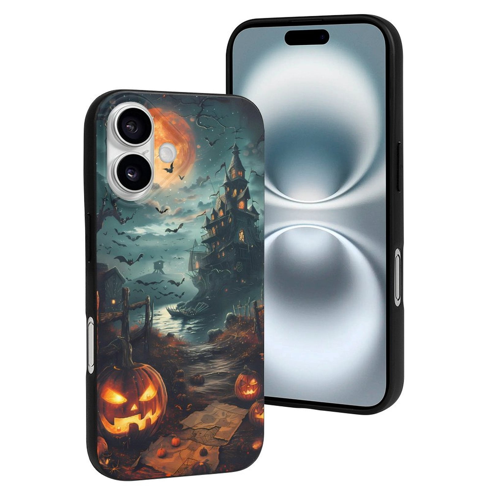 Compatible with Iphone 16 Case - Cute Soft Halloween Pumpkin Castle A Silicone Case Compatible with Iphone 16 Phone Case for Women Men