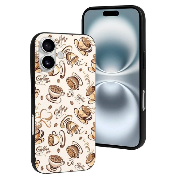 Compatible with Iphone 16 Case - Cute Soft Hot Coffee Print Silicone Case Compatible with Iphone 16 Phone Case for Women Men