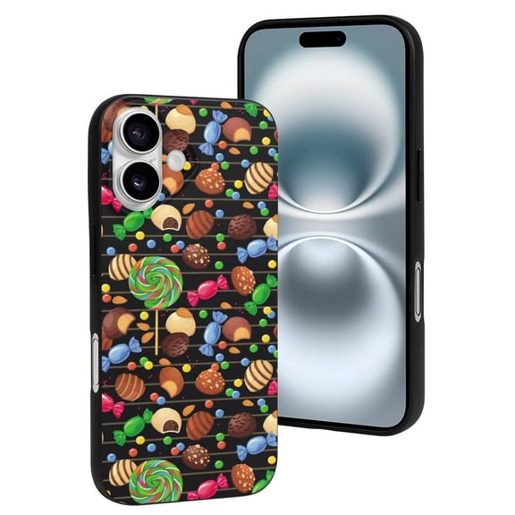 Compatible with Iphone 16 Case - Cute Soft Lollipop Candy Chocolate Bean Print Silicone Case Compatible with Iphone 16 Phone Case for Women Men