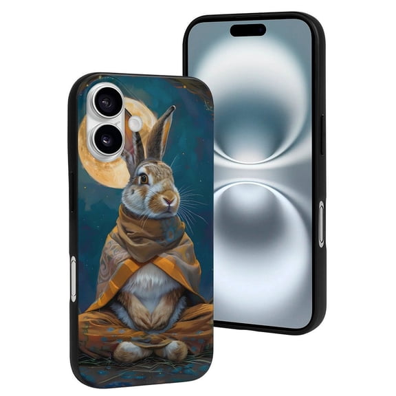 Compatible with Iphone 16 Case - Cute Soft Moon Night Sky Cute Rabbit Silicone Case Compatible with Iphone 16 Phone Case for Women Men