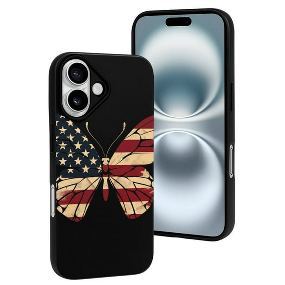 Compatible with Iphone 16 Case - Cute Soft Patriotic USA Butterfly Art Silicone Case Compatible with Iphone 16 Phone Case for Women Men