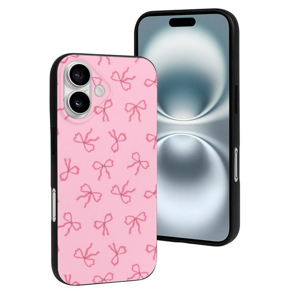 Compatible with Iphone 16 Case - Cute Soft Pink Bows Silicone Case Compatible with Iphone 16 Phone Case for Women Men