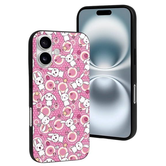 Compatible with Iphone 16 Case - Cute Soft Pink Cute Rabbit Silicone Case Compatible with Iphone 16 Phone Case for Women Men