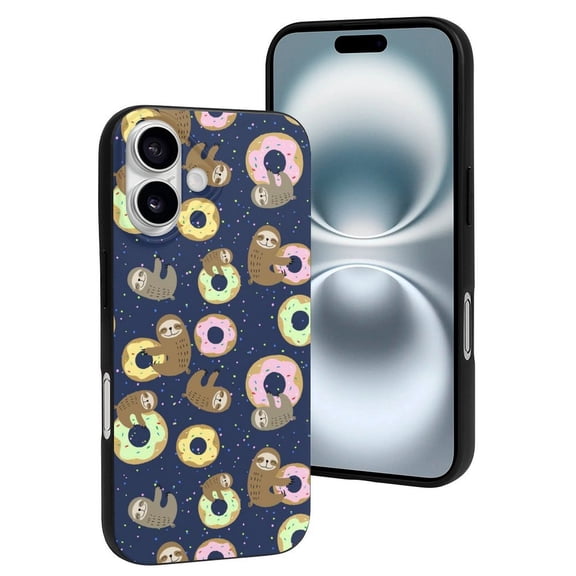 Compatible with Iphone 16 Case - Cute Soft Sloth With Donuts Silicone Case Compatible with Iphone 16 Phone Case for Women Men