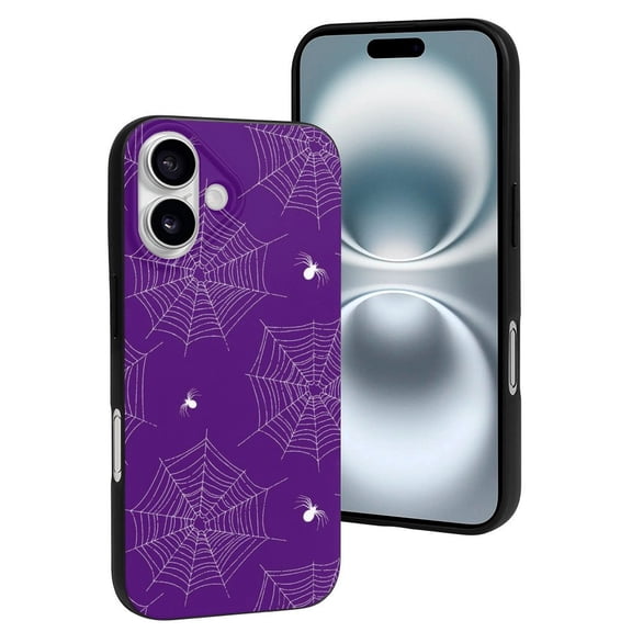 Compatible with Iphone 16 Case - Cute Soft Spider Web Purple Cool Silicone Case Compatible with Iphone 16 Phone Case for Women Men