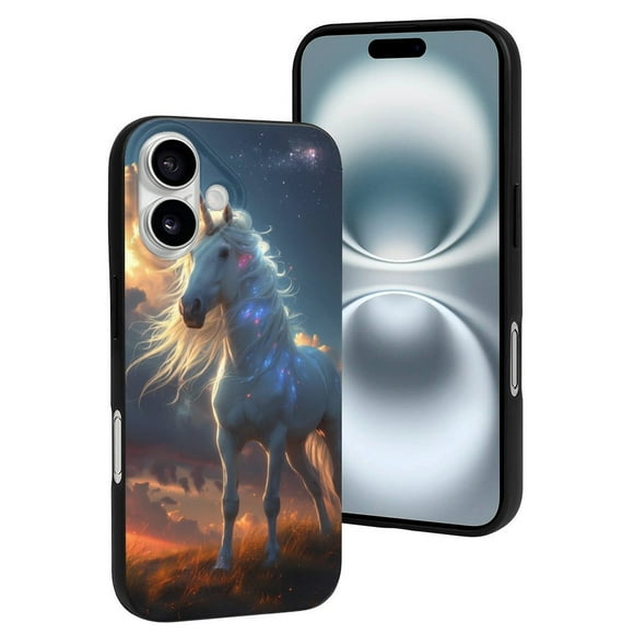 Compatible with Iphone 16 Case - Cute Soft Starry Light White Horse Silicone Case Compatible with Iphone 16 Phone Case for Women Men