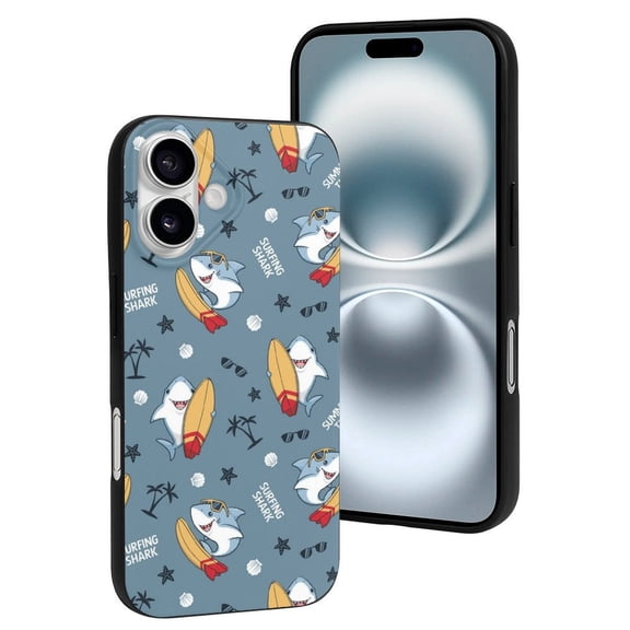 Compatible with Iphone 16 Case - Cute Soft Surf Shark Silicone Case Compatible with Iphone 16 Phone Case for Women Men
