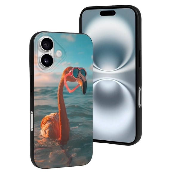 Compatible with Iphone 16 Case - Cute Soft Swimming Goggled Flamingo Silicone Case Compatible with Iphone 16 Phone Case for Women Men