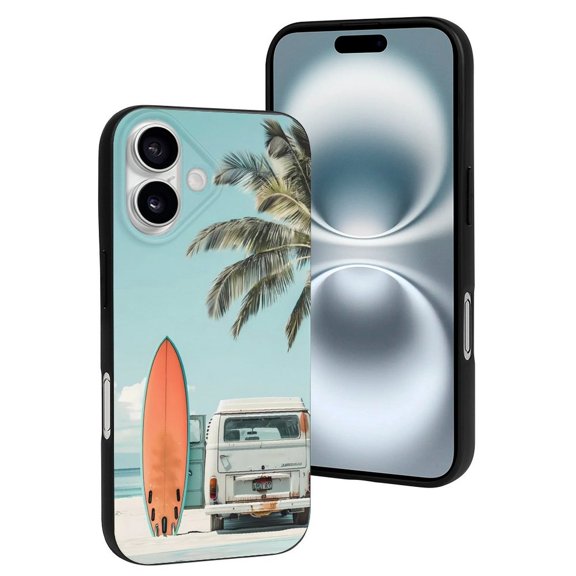 Compatible with Iphone 16 Case - Cute Soft Vintage Surf Van Beach Silicone Case Compatible with Iphone 16 Phone Case for Women Men