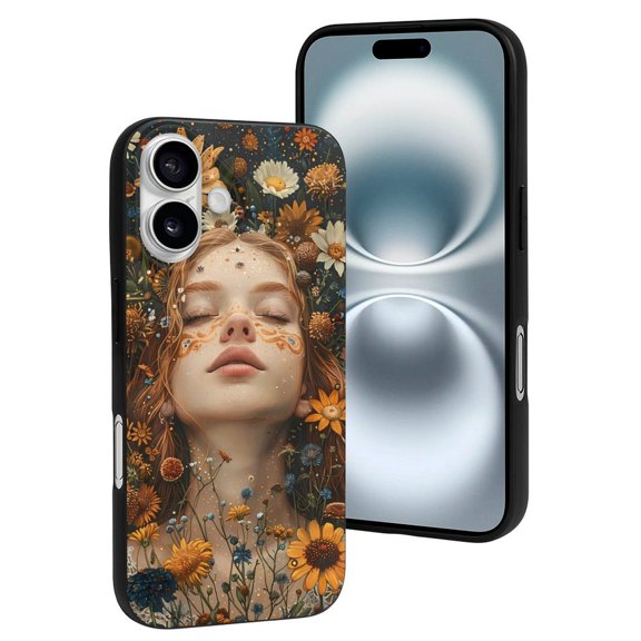 Compatible with Iphone 16 Case - Cute Soft Whimsical Flower Crown Maiden Silicone Case Compatible with Iphone 16 Phone Case for Women Men