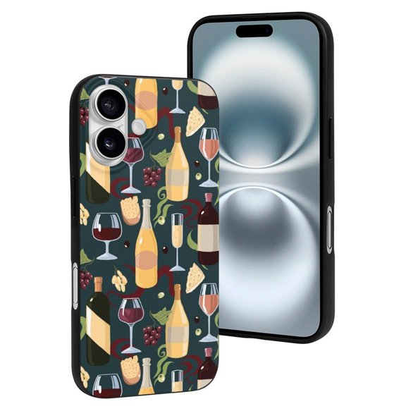 Compatible with Iphone 16 Case - Cute Soft Wine Bottle Print No.9036 Silicone Case Compatible with Iphone 16 Phone Case for Women Men