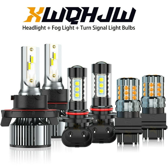 Compatible with Jeep Liberty 2008-2012 LED Headlight + Fog Light + Trun Signal Light Bulbs
