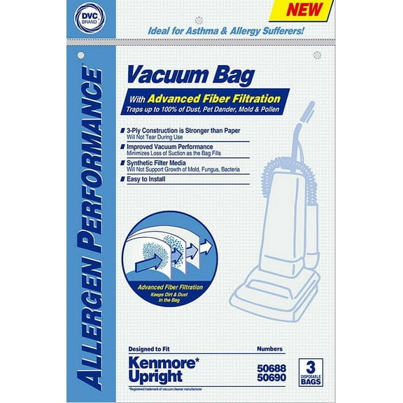 Compatible with Kenmore Style O Synthetic HEPA Vacuum Cleaner Bags by DVC Made in USA [ 6 Bags ]