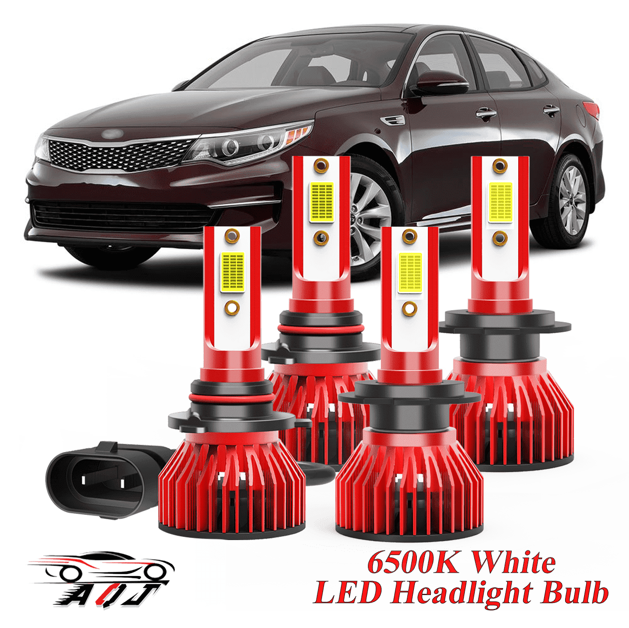 Compatible with Kia Optima 2016 2017 2018 2019 High Low Beam LED Headlight Set 4 Pack - 30,000LM 6500K Cool White 600% Ultra-Bright Bulb, Plug & Play