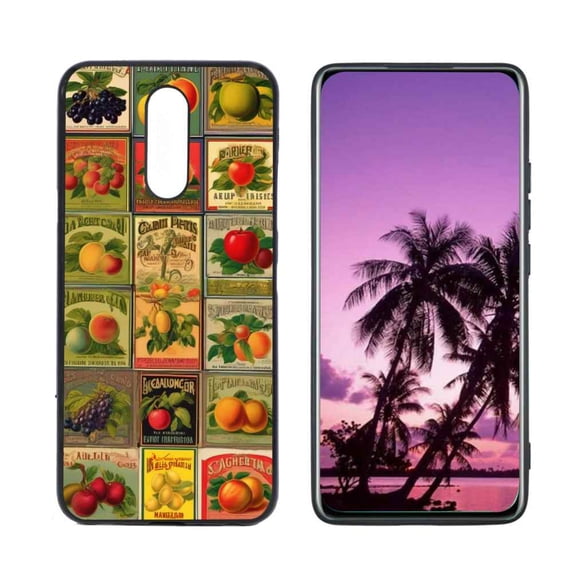 Compatible with LG K40 Phone Case, Vintage-fruit-crate-labels-3 Case Silicone Protective for Teen Girl Boy Case for LG K40