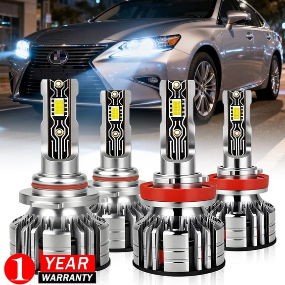 Compatible with Lexus ES350 2013-2015 LED Headlight Combo Kit 9005+H11 High/Low Beam 6000K White 4Pack
