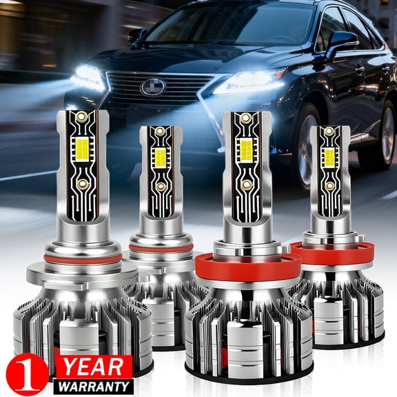 Compatible with Lexus RX350 2010-2015 LED Headlight Combo Kit 9005 H11 High&Low Beam 6000K White 4X