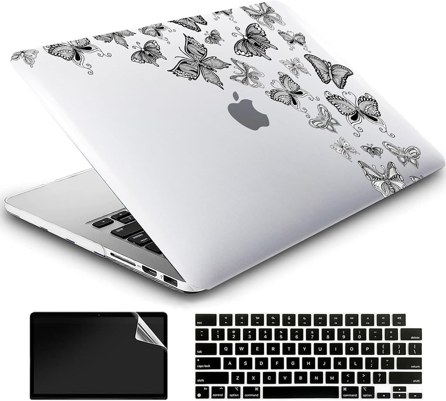 Se7enline Hard Shell Case For MacBook Air 13 Inch (Models A1932/A2337/A2179 2018-2023) - Crystal Black, Protective Cover With Ventilation