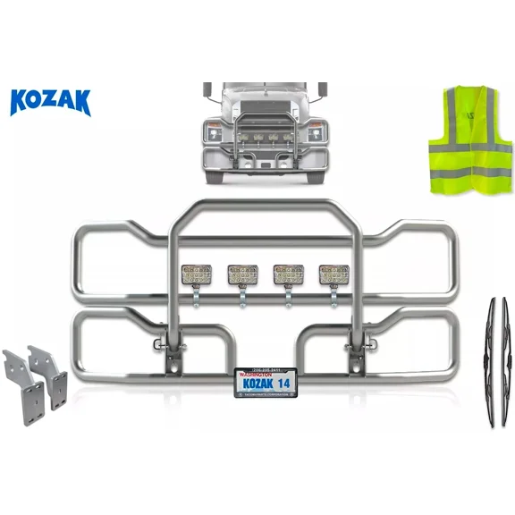 Compatible with Mack Anthem 2018+ (steel bumper) Front Grille Deer Moose Brush Bumper Guard Chrome