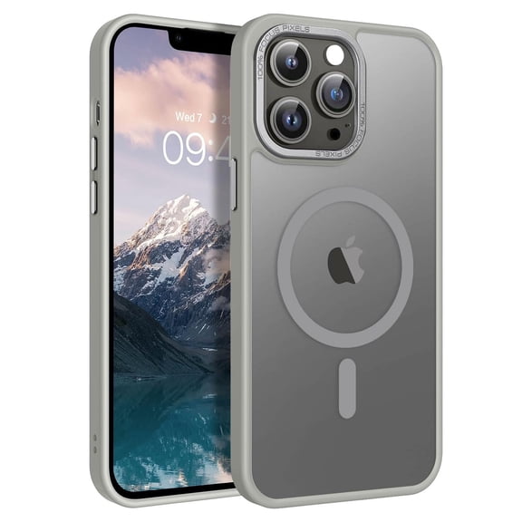Compatible with Magsafe Shockproof, Heat Dissipation, Anti-Fall Mobile Phone case, Invisible Ring Holder Titanium raw ash, iPhone 15 Pro Max)