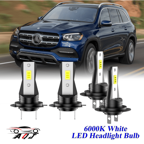 Compatible with Mercedes-Benz GLS 450 2017-2021 LED Headlight KIT High Low Beam Combo Bulbs (Pack of 4) , 6000K White Super Bright, Plug and Play