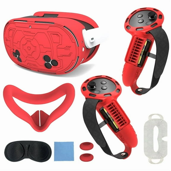 Compatible with Meta Quest 3S TPU Protective Cover 7-Piece Set Easy to Install Long Handle Accessories