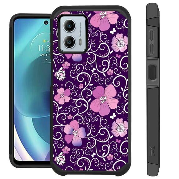 Compatible with Motorola Moto G Power 5G (2023); Hybrid Fusion Guard Phone Case Cover (Purple Flowe Vine)