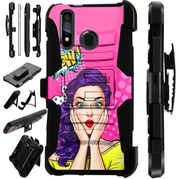 Compatible with Motorola Moto G Stylus (2020) | Moto G Power (2020) | Moto G Pro LuxGuard Holster Hybrid Phone Case Cover (WOW Girl)