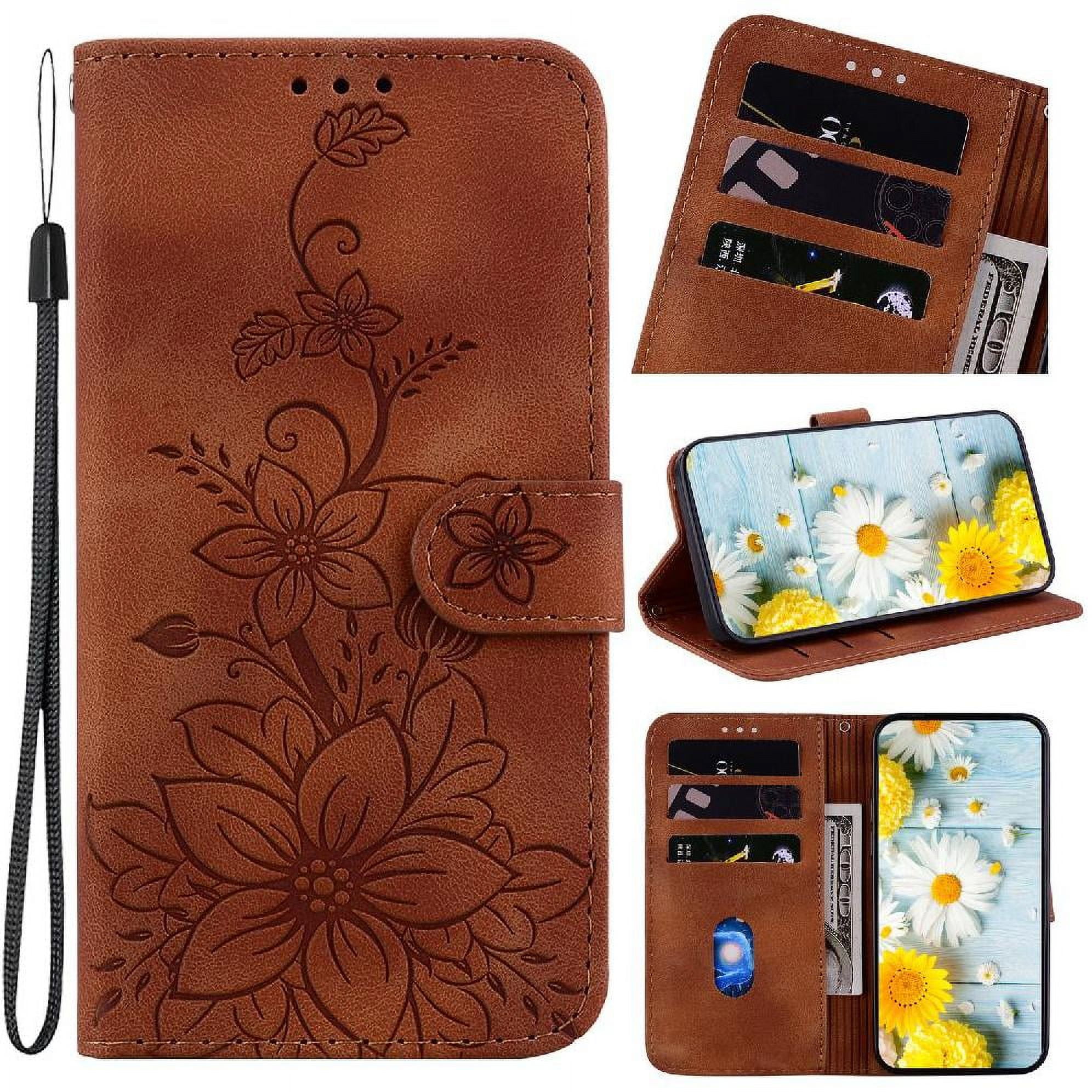 Compatible with Motorola Moto G52 Case Card Holder Embossed Lily Wallet