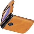 thumbnail image 1 of Compatible with Motorola Razr 5G (Razr 2nd Gen) 2020 Case, PU Leather Back Cover + Hard PC Protective Shell Slim Phone Case for Moto Razr 5G, Tan, 1 of 13