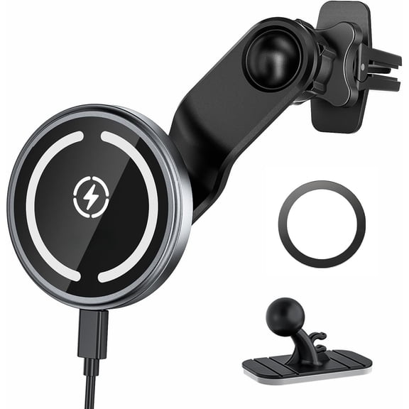 Compatible with Mount for 16, with Extended Arm, Never Block Vents for 15/ Serie, 15W Mag Safe Phone Holder, Grey