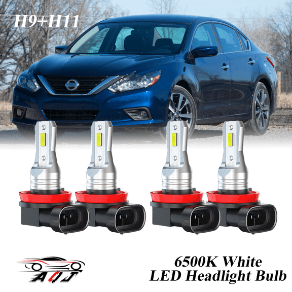 Compatible with Nissan Altima 2007-2018 LED Headlight Bulbs KIT High Low Beam Combo (Pack of 4) , 6500K White 10,000LM Super Bright, Plug and Play