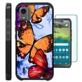 thumbnail image 1 of Compatible with Nokia C110; Hybrid Fusion Guard Phone Case Cover + TEMPERED GLASS SCREEN PROTECTOR (Orange Butterfly), 1 of 3