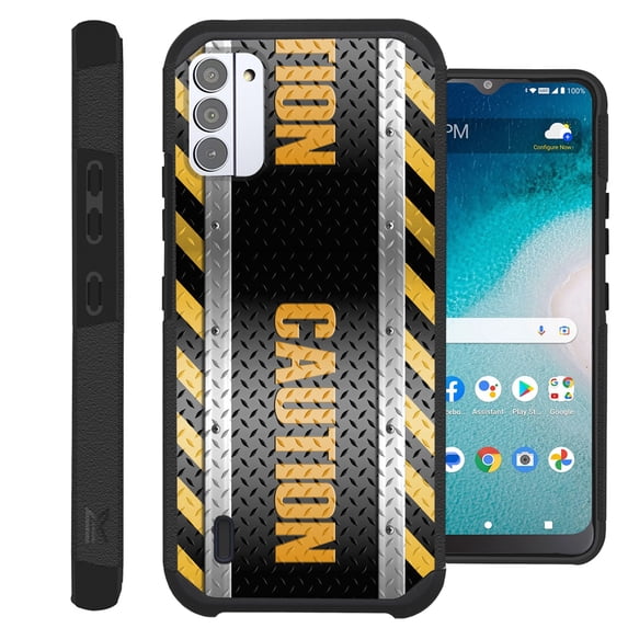 Compatible with Nokia C210; Hybrid Fusion Guard Phone Case Cover (Caution Crosshatch)