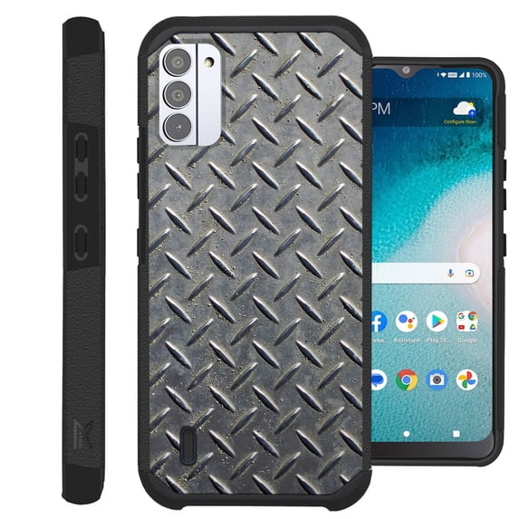 Compatible with Nokia C210; Hybrid Fusion Guard Phone Case Cover (Metal Crosshatch Print)